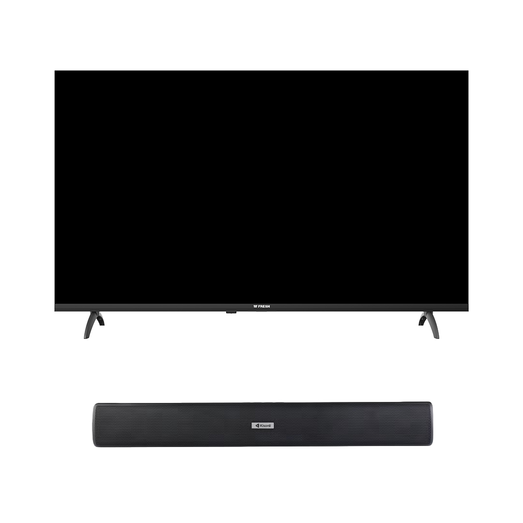 Fresh 60 Inch Smart TV , 4K UHD QLED - 60MUQ433G, with Kisonli LED803 Portable Bluetooth Speaker, 16 Watt- Black