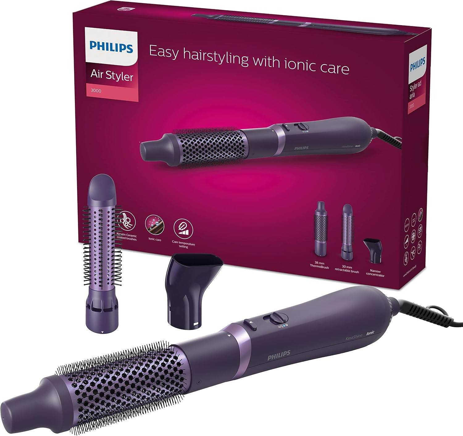 Philips 3000 Series Hair Brush , Purple - BHA305-00