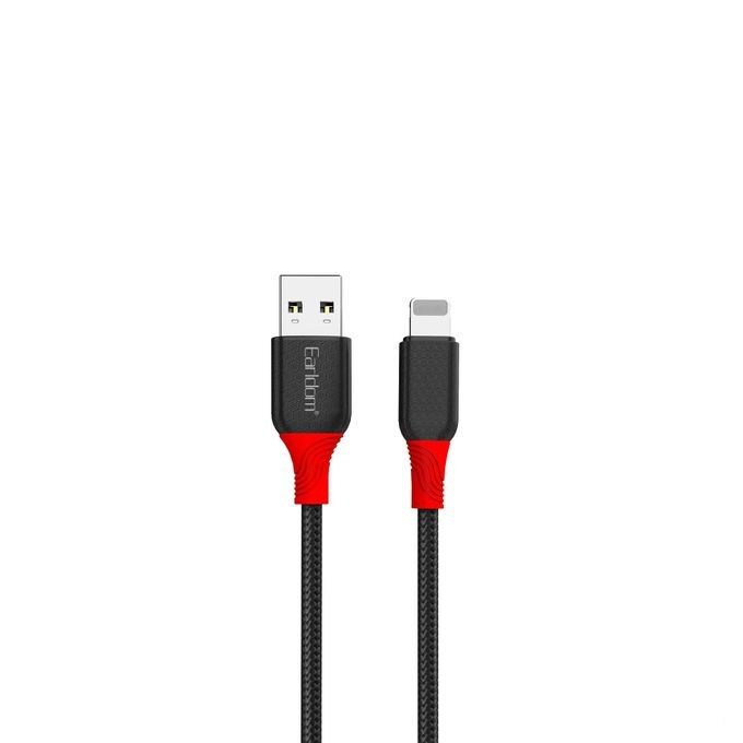 Earldom Lightning Charging Cable 1 Meter Black Red - EC-186L