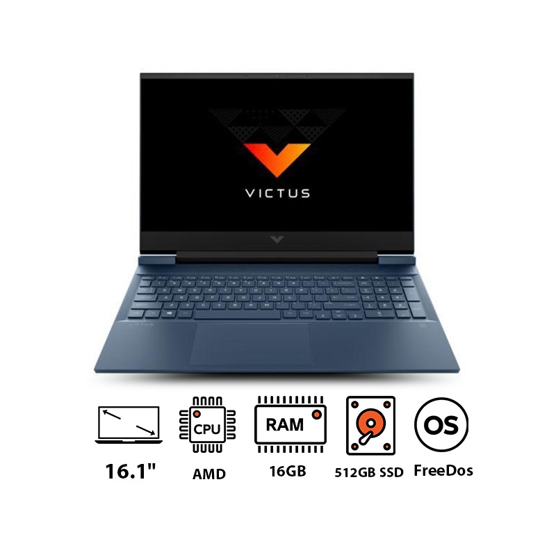Hp Victus 16-E1012NE Laptop ,AMD Ryzen 7-6800H 16.1 Inch ,512 GB SSD ,16 GB ,NVIDIA GeForce RTX 3050 ,FreeDos - Performance Blue
