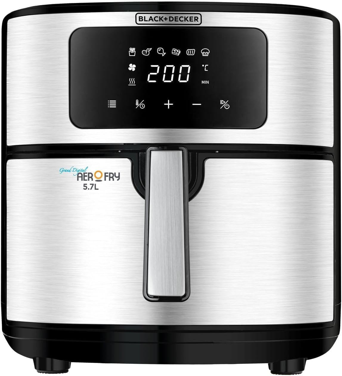 Black + Decker Aerofry Digital Air Fryer , 7.2 Liter Black Silver - AF7257-B5