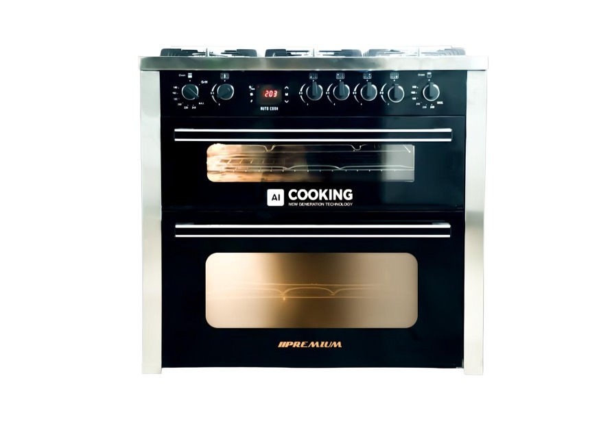 Unionaire Premium Gas Cooker , 5 Burners , Silver Black - PRM69SS-1GC-511-ICPSF-DV