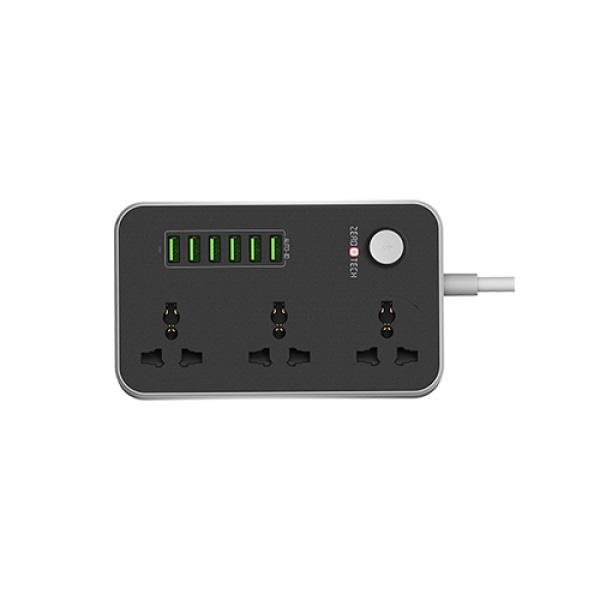 ZeroTech Power Strip ,9 Ports ,2500 Watt ,Dark Gray - ZPCPS-36CH