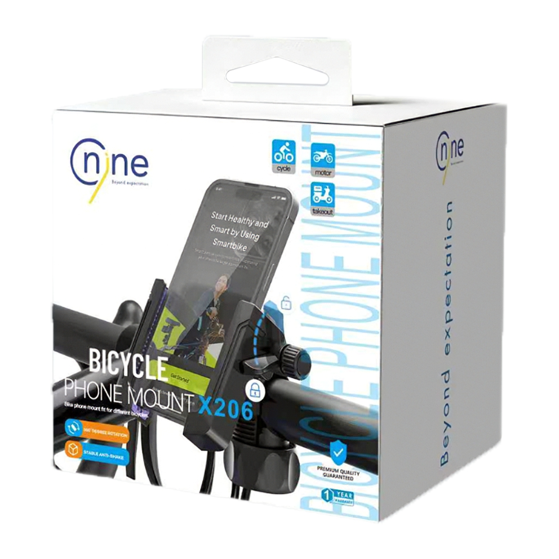 Nine Durable ABS and Metal Parts Mobile Bike Holder for Smartphones , Black