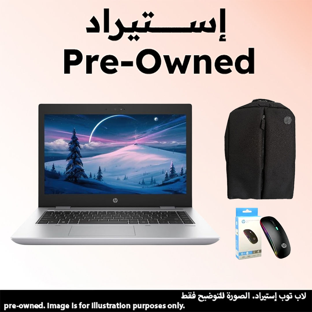 Hp ProBook 645 G4 Laptop, 14 Inch, FHD Display, Windows 10, Silver (Pre-Owned) with Wireless Mouse and Laptop Packback