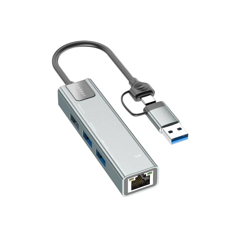 Earldom USB Hub , Dual Ports Type C and A , Gray - HUB23