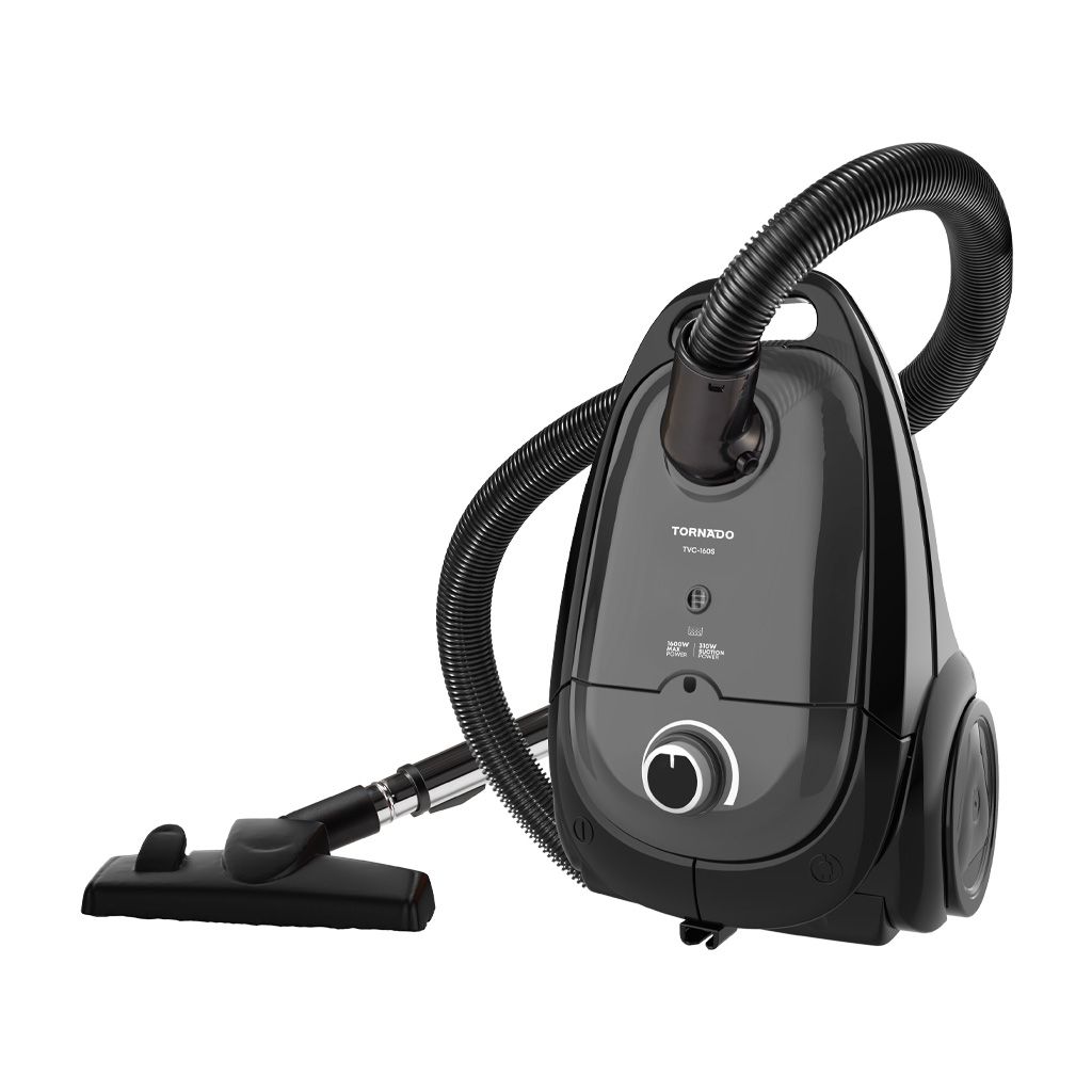 Tornado Bagged Canister Vacuum Cleaner , 1600 Watt Grey Black - TVC-160SG