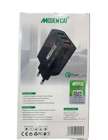 ModemCat Wall Charger , 18 Watt Black - M-6