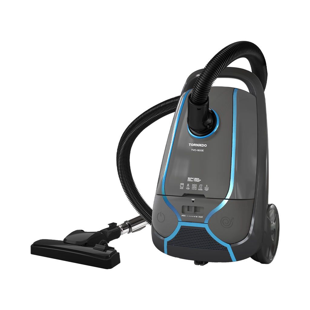 Tornado Bagged Canister Vacuum Cleaner Grey - TVC-1800EG