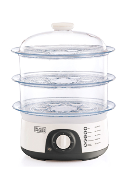 Black + Decker Electric Food Steamer , 10 Liter 775 Watt , White - HS6000