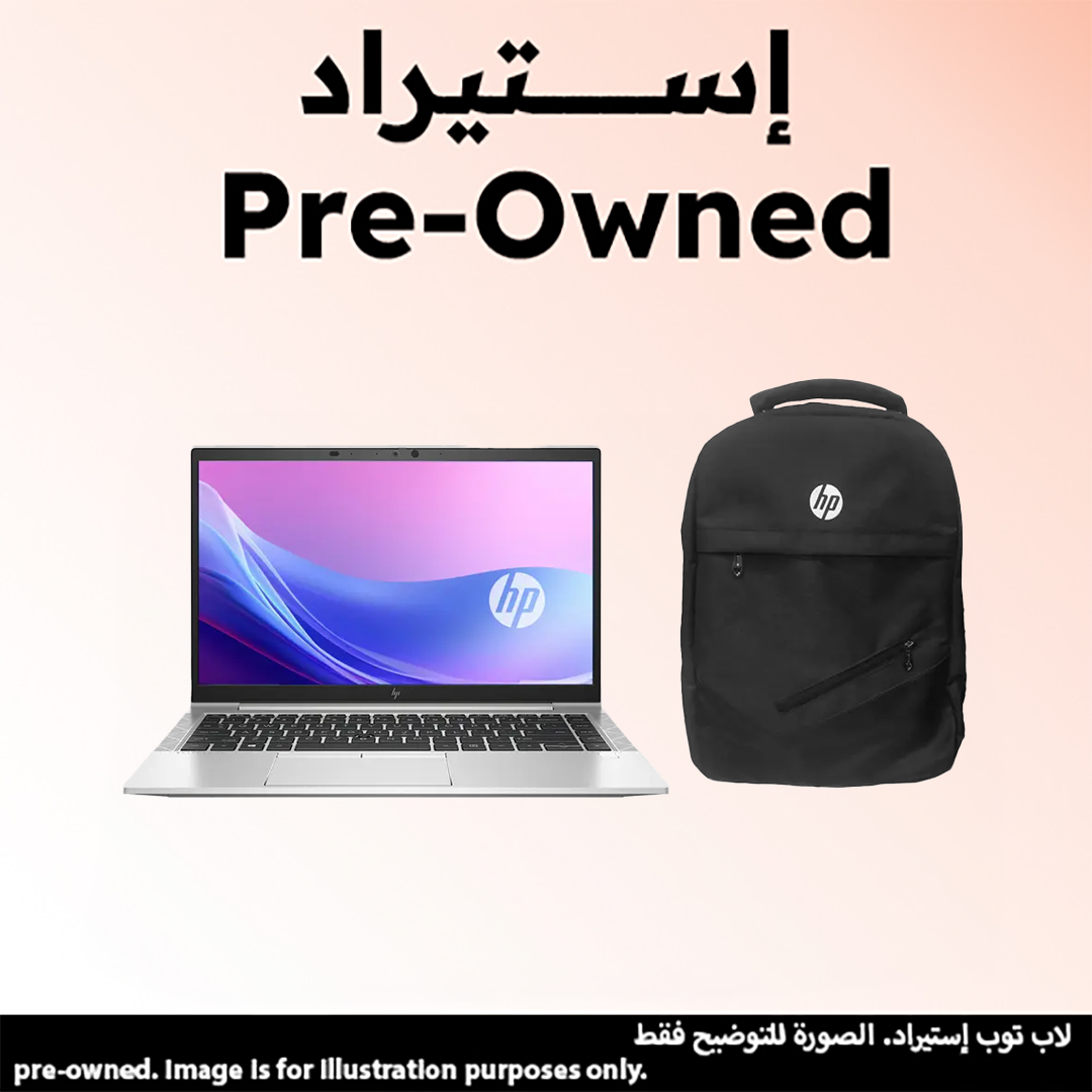 لاب توب استيراد ايليت بوك 845 G8، IPS مقاس 14 بوصة بدقة FHD، ويندوز 11، فضي، مع حقيبة ظهر لاب توب