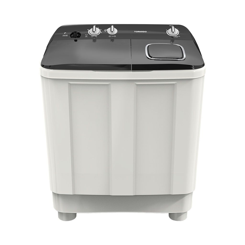 Tornado Twin Tub Half Automatic Washing Machine , 12 kg , Black White - TMH-HS12C(WK)