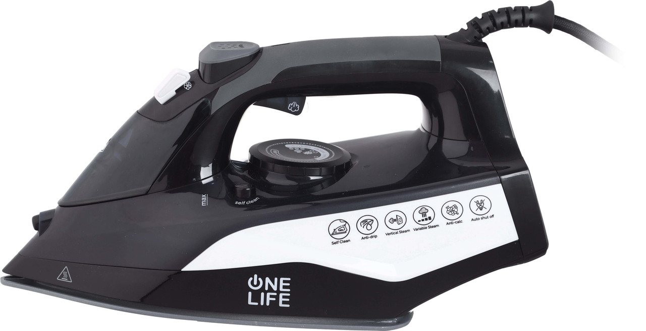 One Life Steam Iron , 2500 Watt , Black White - ST250C