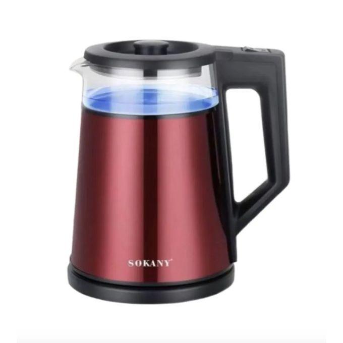Sokany Stainless Steel , 1.7 Liter 2000 Watt , Metallic Red - Sk-SH-1076