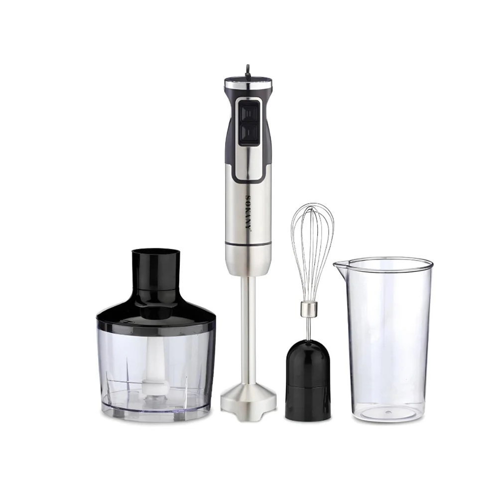 Sokany 4 in 1 Hand Blender with Attachments 800 Watt Silver Black - SK-1725-4