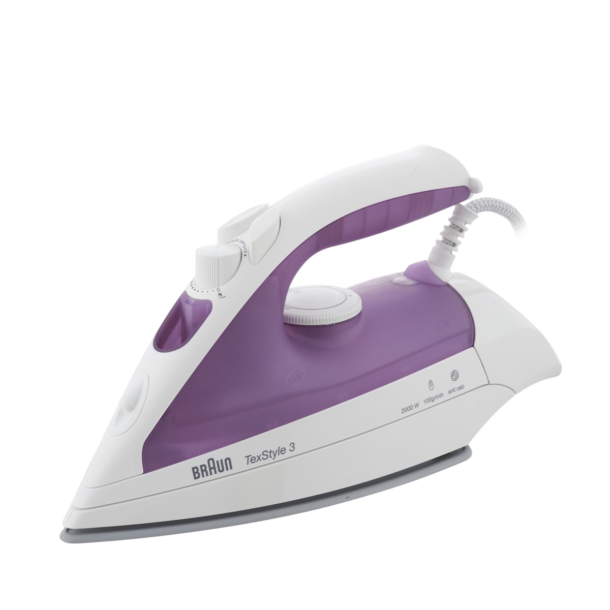 Braun TexStyle 3 Steam Iron , 2000 Watt , White Purple - TS 320 C