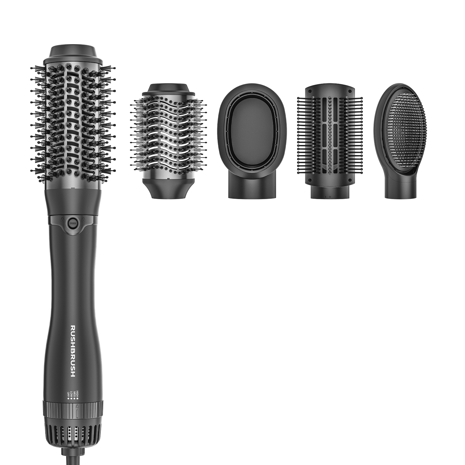 Rush Brush 5 in 1 Air Styler with Attachments 1200 Watt , Black