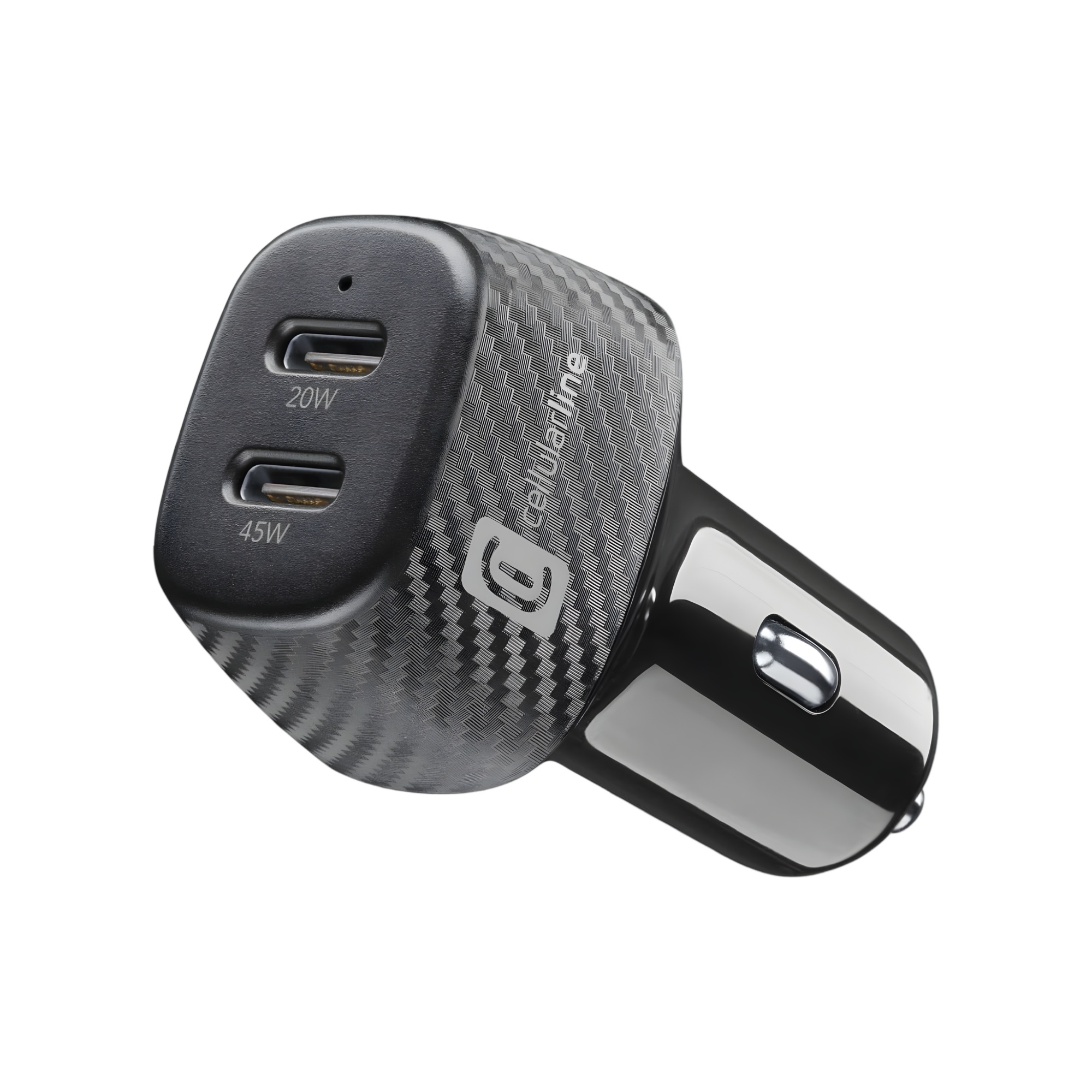 Cellularline Car Charger , 2 Ports , Type C , 65 Watt , Black - 8018080473074