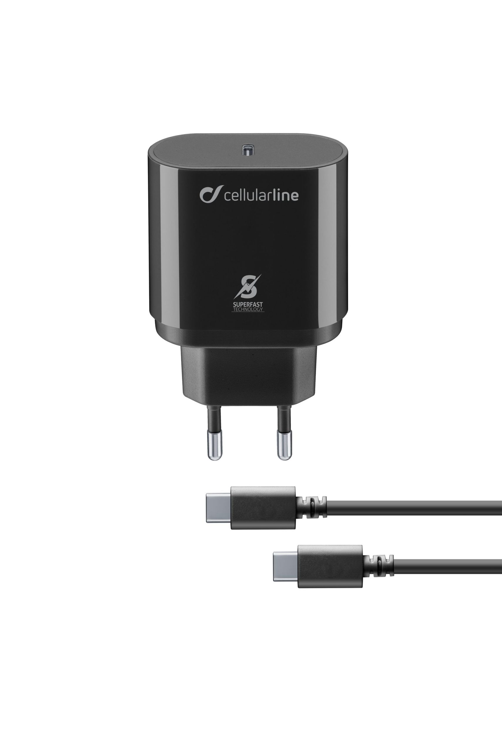 Cellularline Wall Charger , 1 Ports Type C , 25 Watt Black