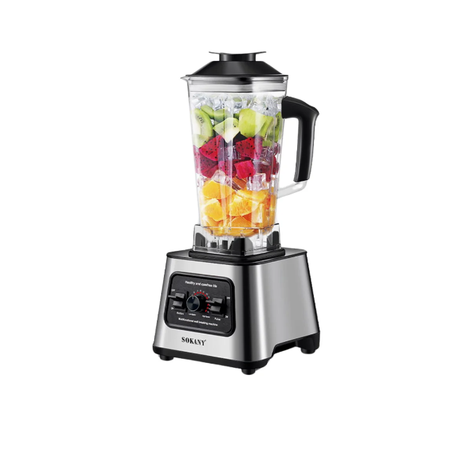 Sokany Countertop Blender 2.5 Liter 6000 Watt Silver Black - SK-999