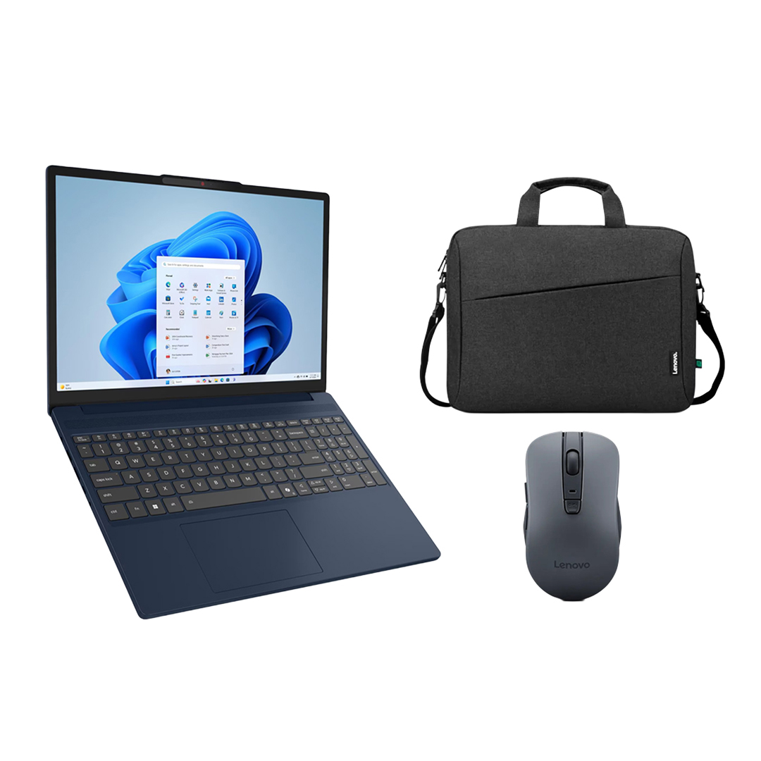 لابتوب لينوفو IdeaPad Slim 3 15IRH10، معالج انتل Core i5-13420H، شاشة 15.3 بوصة، هارد 512 جيجا SSD، رام 16 جيجا، كارت شاشة انتل UHD، نظام FreeDos - لون أزرق