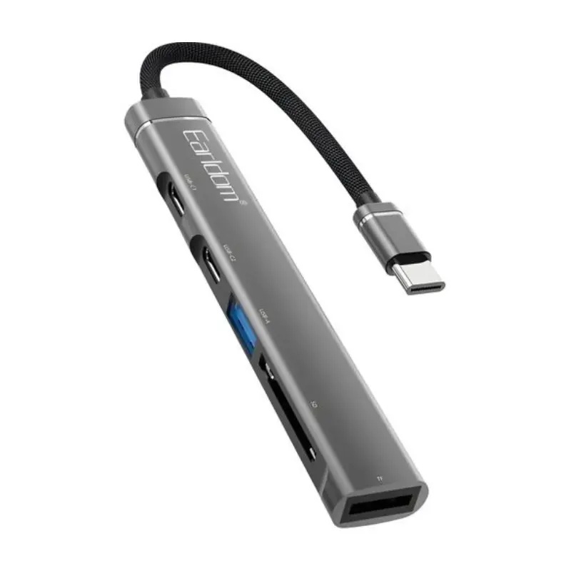 موزع USB Type C ايرلدوم ، رمادي غامق - ET-HUB21