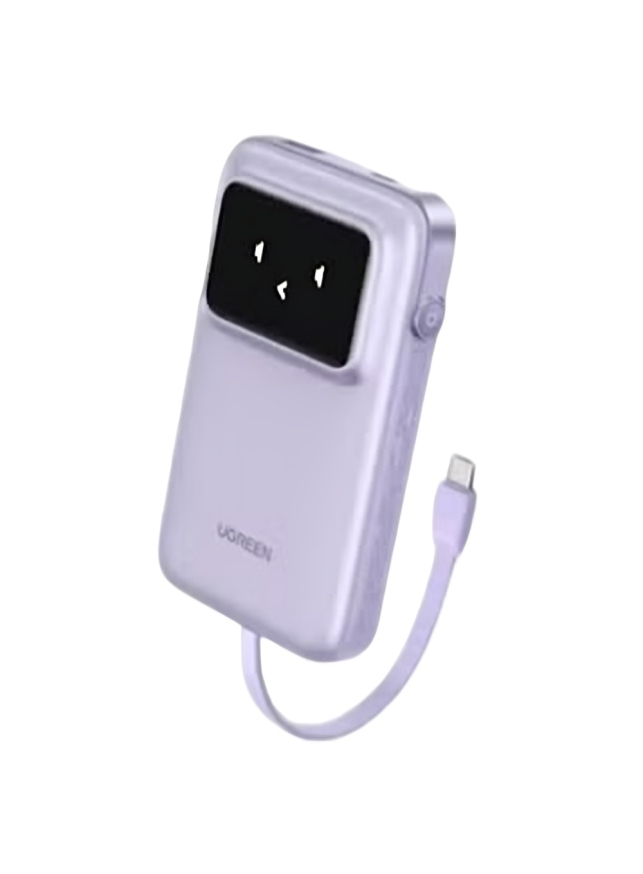 Ugreen PB511 Wired Wired Power Bank with Built-in Cable , 10000 mAh 2 Ports , Purple