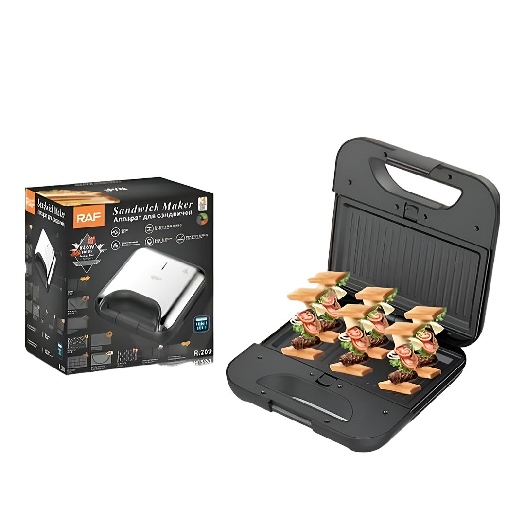 Raf 10 in 1 Multi-Function Sandwich Maker 800 Watt Silver Black - R.209