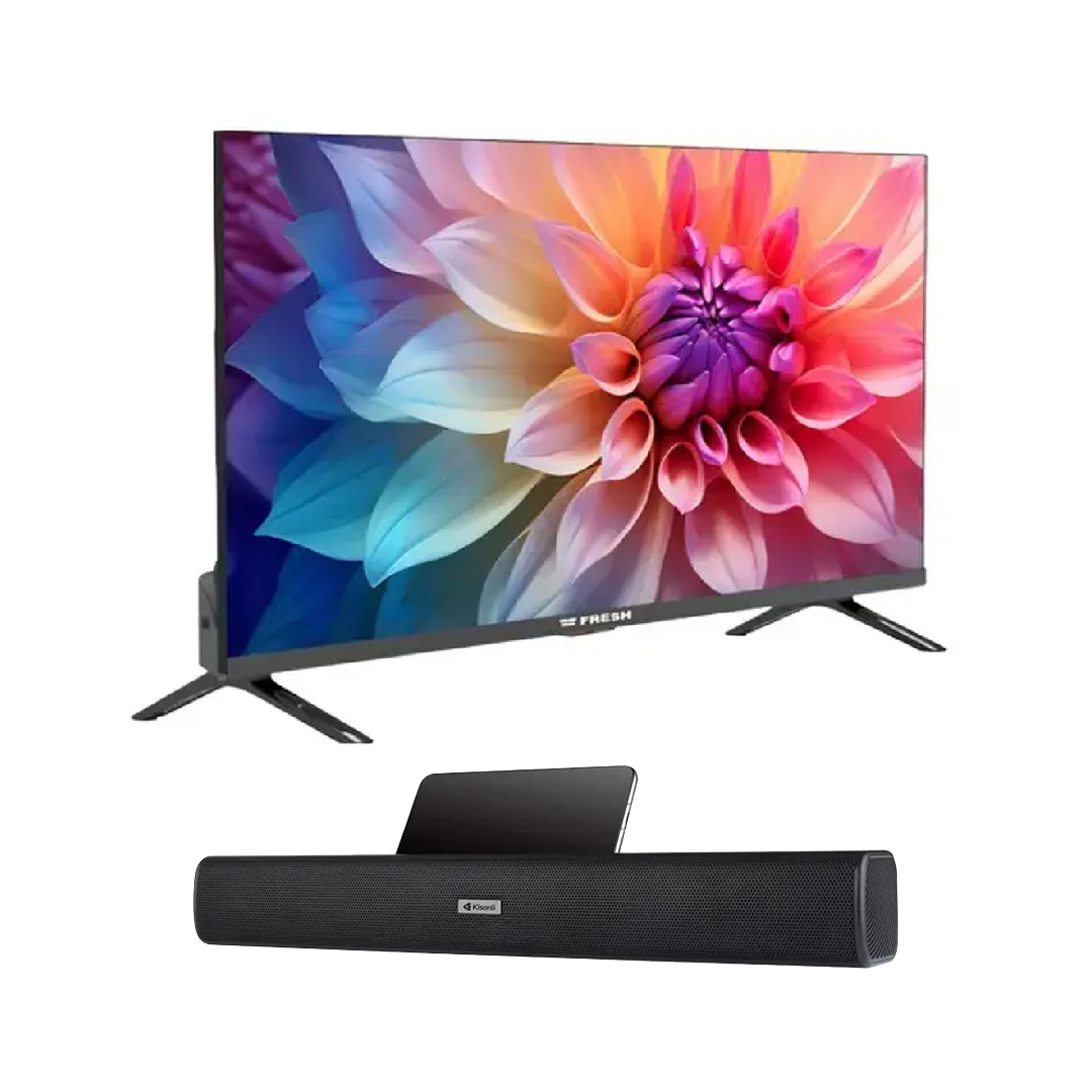 Fresh 32 Inch Frameless TV , HD LED - 32LH223000-21842 with Kisonli Bluetooth Speaker, 16 Watt, Black - LED803