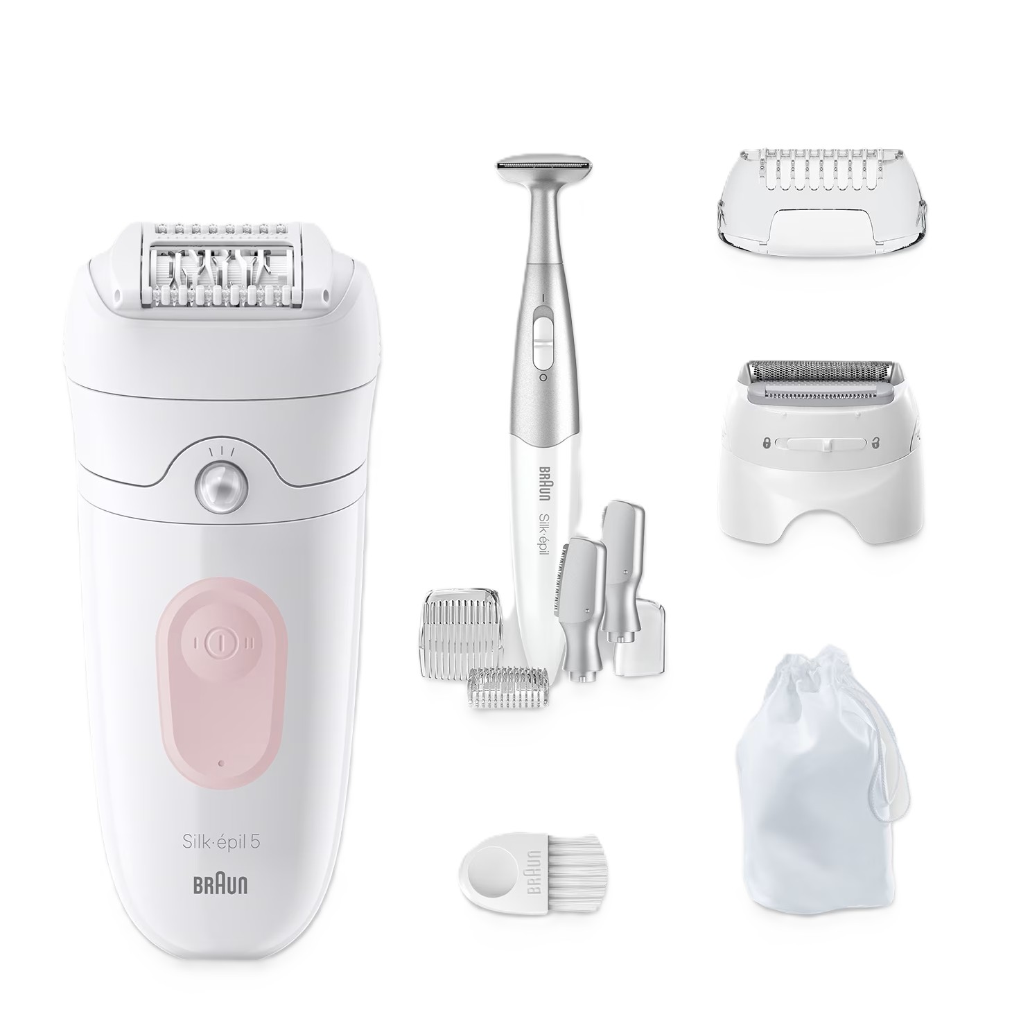 Braun Silk-épil 5 Epilator with Attachments Wet & Dry White Pink - 5-230