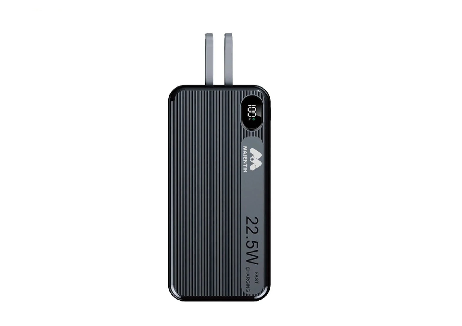 Majentik Wired Wired Power Bank with 2 Built-in Cables , 10000 mAh 2 Ports , Black , MJ-21