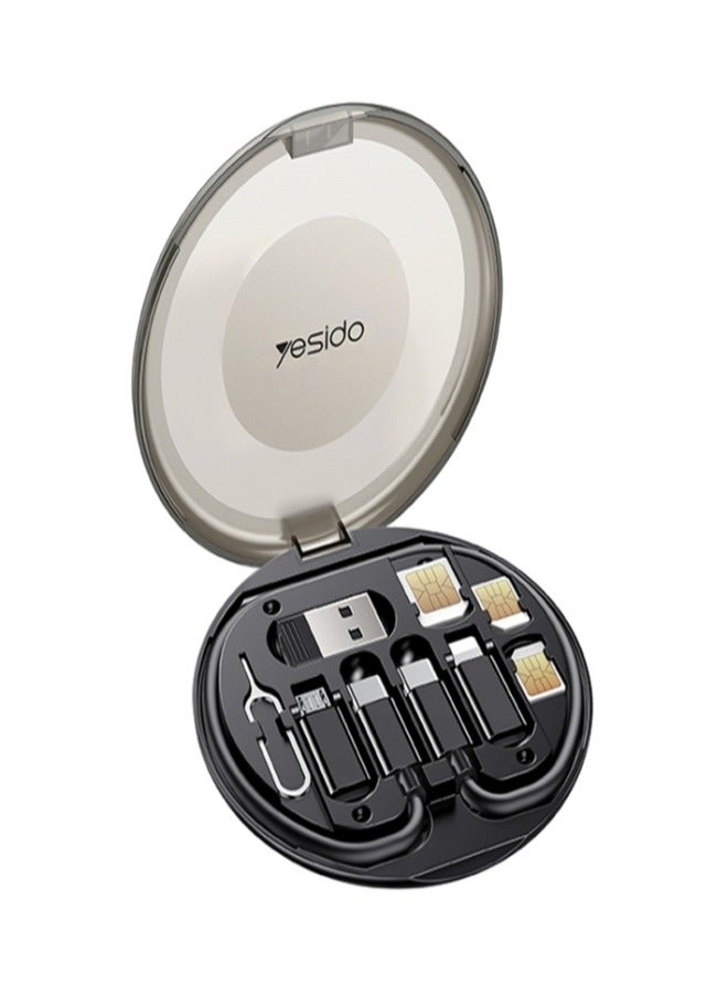Yesido 6 in 1 Charging Cable Storage Box Black - CA118