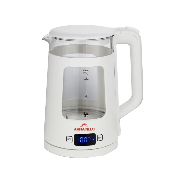 Armadillo Glass Digital Electric Kettle , 1.7 Liter 2200 Watt , White - ARM-SDA-KTL-WH-0001