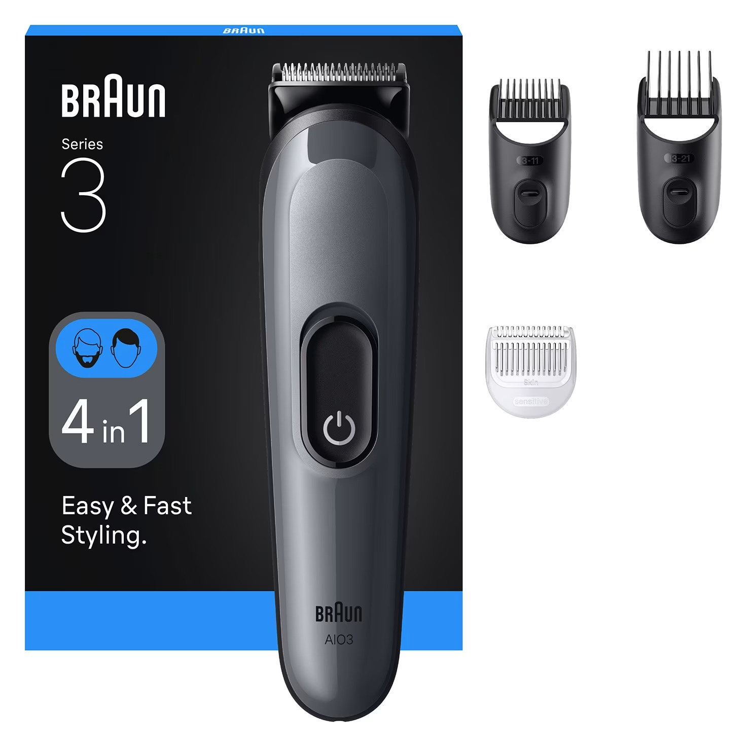 Braun Series 3 4-In-1 Hair Trimmer, Dry- AIO3500