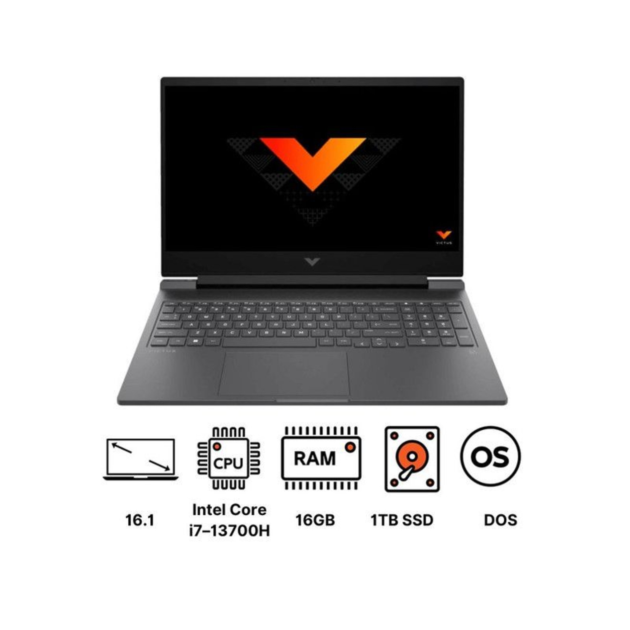 Hp NB Victus Gaming Laptop ,Intel Core i7-13700H 16.1 Inch ,1 Terabyte SSD ,16 GB ,NVIDIA GeForce RTX 4060 ,FreeDos - Mica Silver