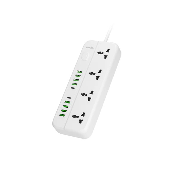 Porodo Blue Power Socket, 4 Sockets - PB-4ACPS2C8A-WH