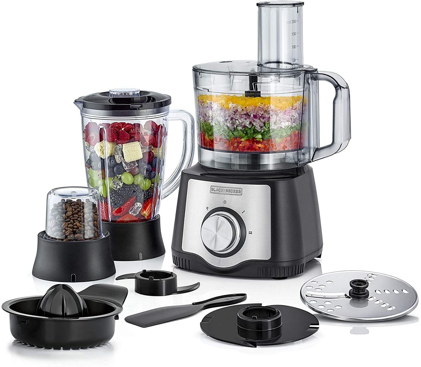 Black + Decker Food Processor , 600 Watt Black - FX650