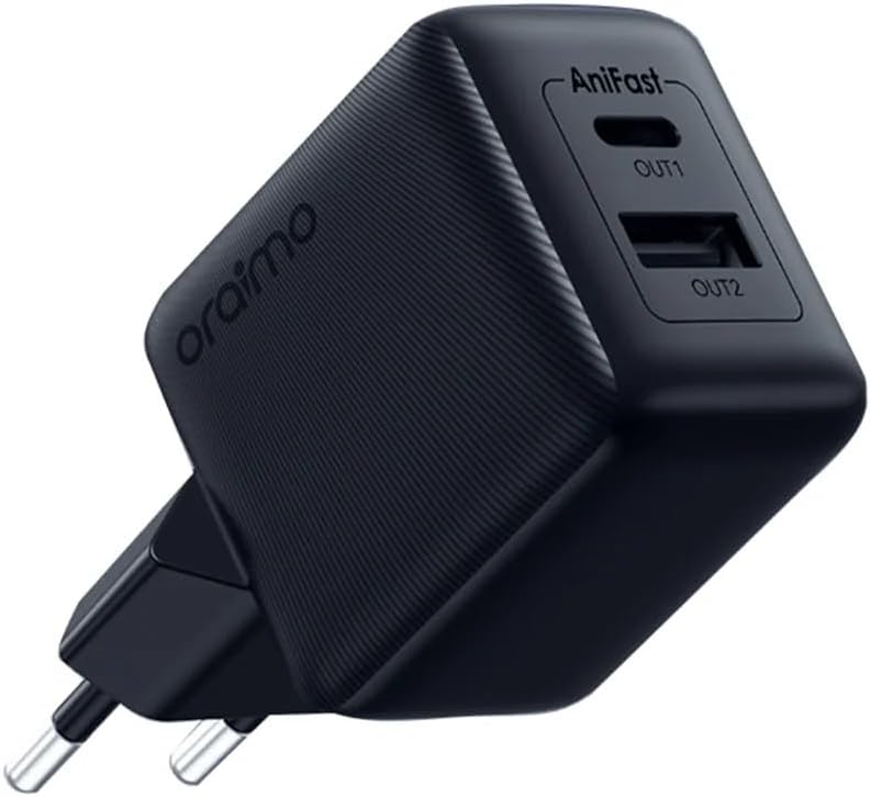 Oraimo Wall Charger , 2 Ports Dual Ports Type C and A , 18 Watt Black - OCW-5183E