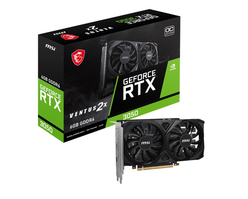 MSI GeForce RTX 3050 Ventus 2X 6G OC Graphic Card, 6GB