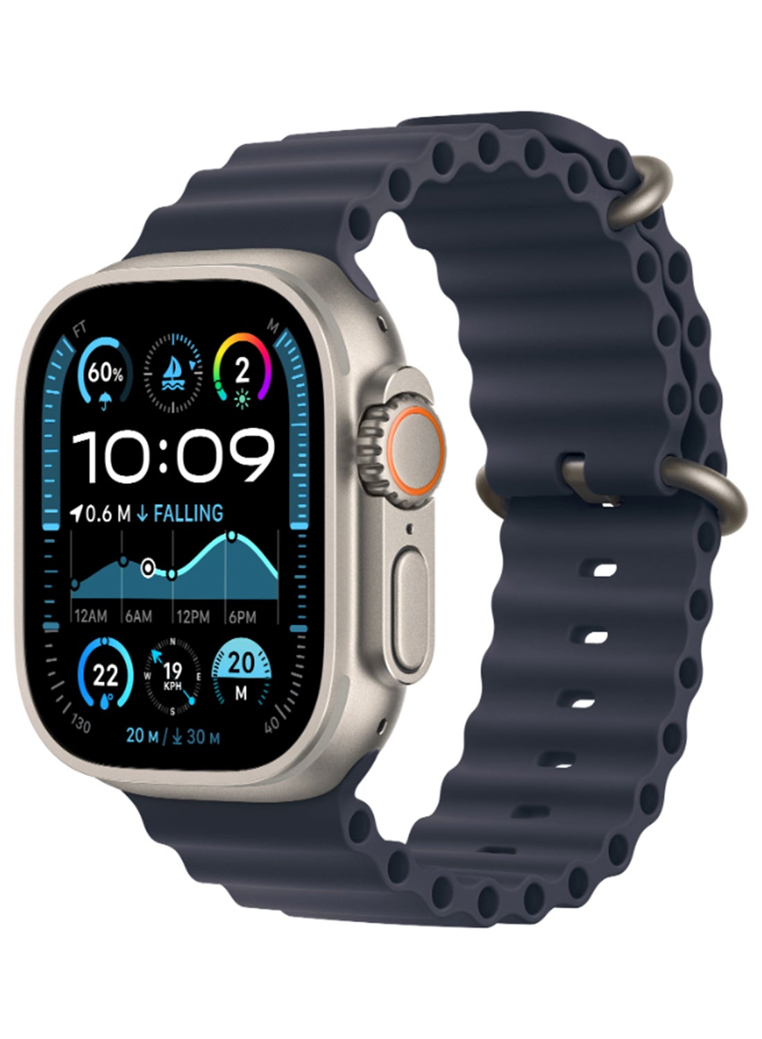 Apple Watch Ultra 2 Smart Watch , 1.9 Inch Natural Titanium and Navy Ocean - A2986