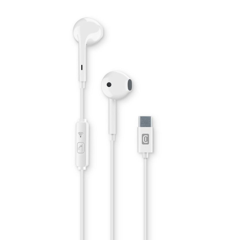 Cellularline Wired Earphones , White - AUCAPSULETYPECW